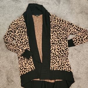 GUESS Leopard Print Open Front Cardigan